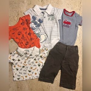 Baby Boy Newborn-3 Month One Piece Short Sleeve Shirts and Organic Cotton Pants